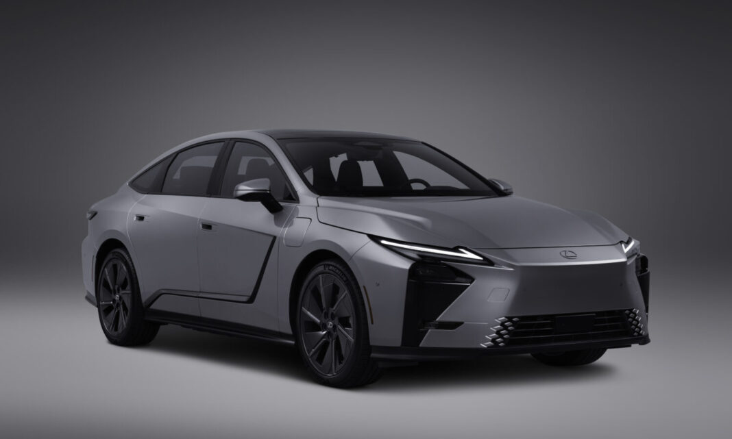 2026 Lexus ES Sedan in metallic gray showcasing sleek exterior design and sharp headlights